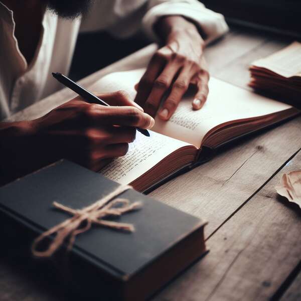 A person writing in a journal